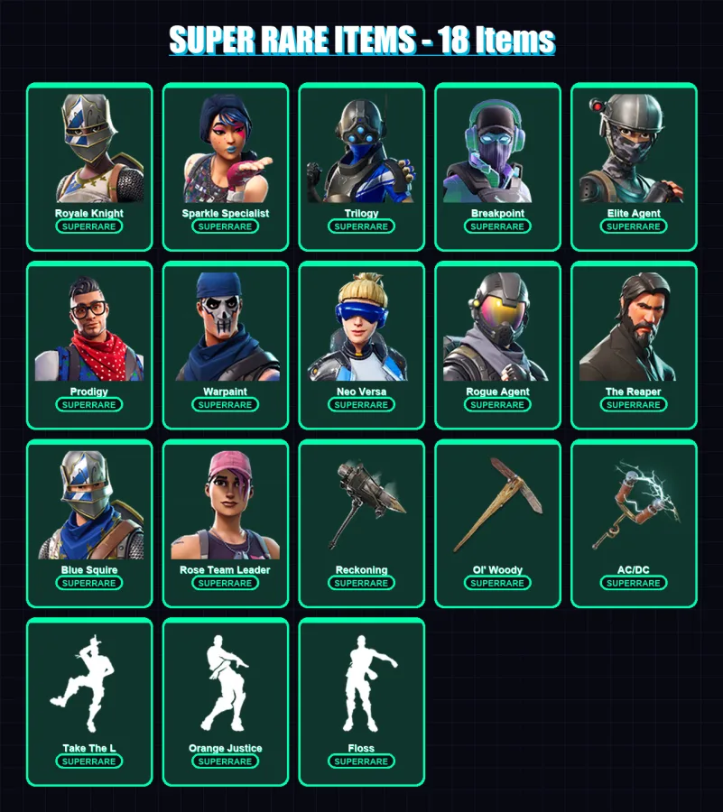 [SWITCH/XBOX/PSN/PC] | Royale Knight | Sparkle Specialist | Trilogy | Breakpoint | Elite Agent | 71 skin | 47 pickaxe | 54 emote | 55 glider | Lv607
