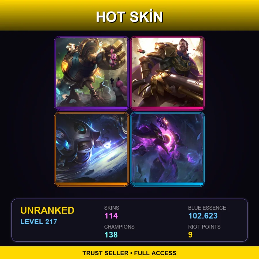 VN | Lv217 | Unranked | 114 Skin | 138 Champ