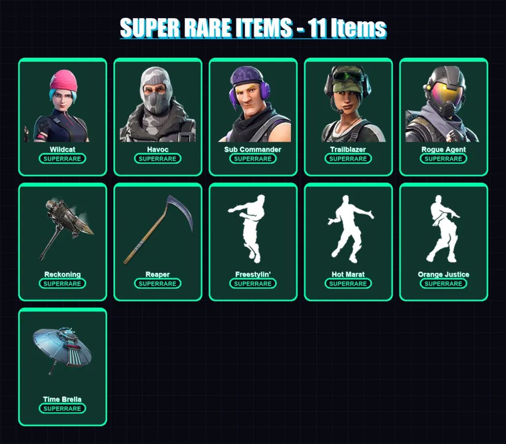 [PC/PSN] | Wildcat | Havoc | Sub Commander | Trailblazer | Rogue Agent | 25 skin | 19 pickaxe | 23 emote | 18 glider | Lv227