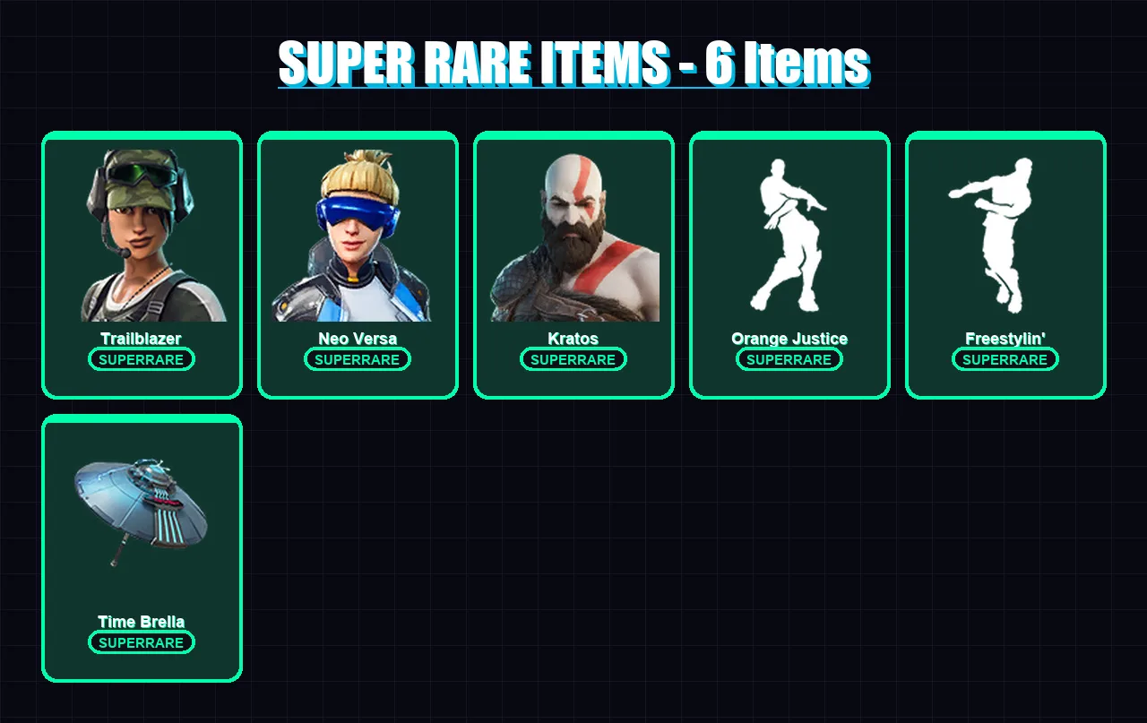 [PC/XBOX] | Trailblazer | Neo Versa | Kratos | Fade | Menace | 155 skin | 179 pickaxe | 124 emote | 160 glider | Lv2576