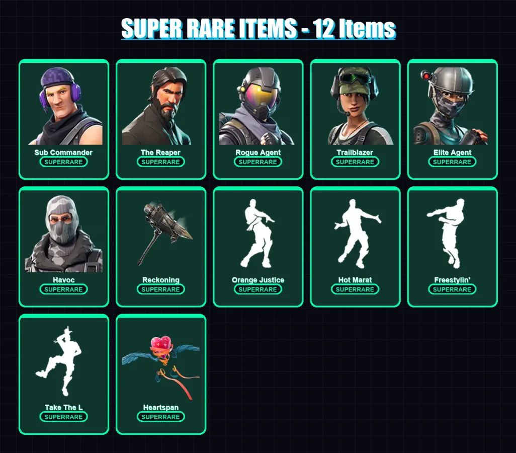 [PC/XBOX/PSN] | Sub Commander | The Reaper | Rogue Agent | Trailblazer | Elite Agent | 123 skin | 93 pickaxe | 91 emote | 102 glider | Lv1522