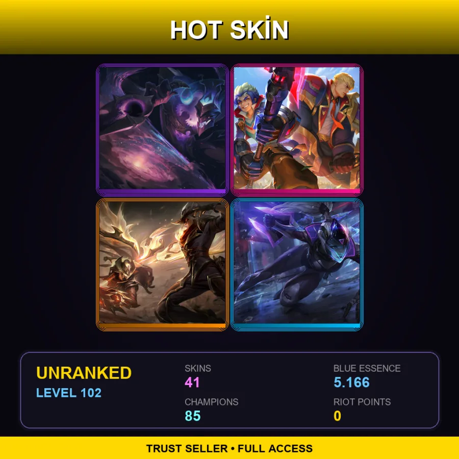 VN | Lv102 | Unranked | 41 Skin | 85 Champ — LoL account