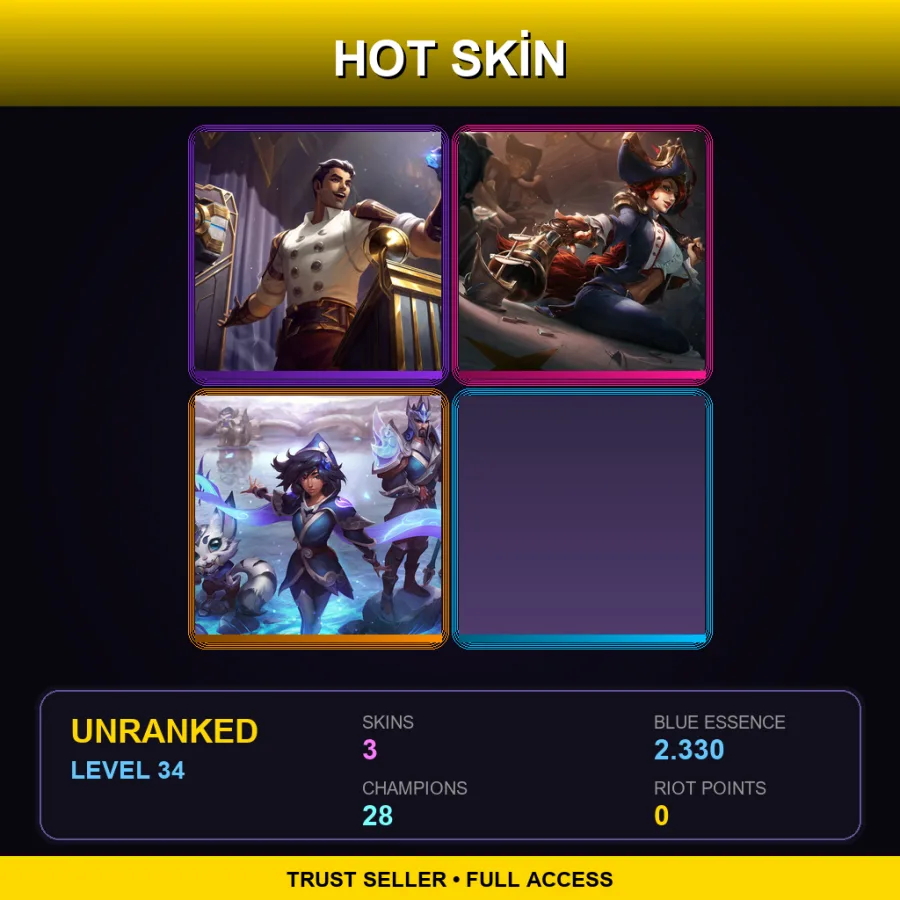 LAS | Lv34 | Unranked | 3 Skin | 28 Champ — Unranked / Smurf League of Legends