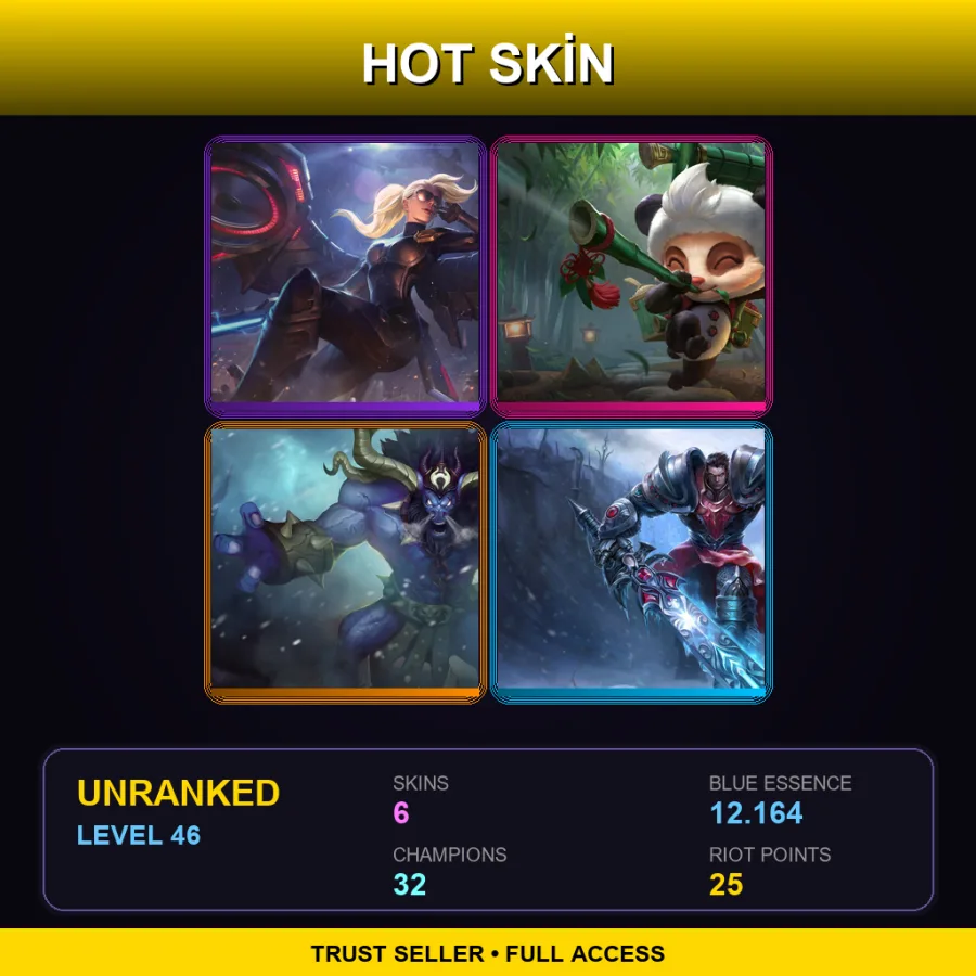 EUW | Lv46 | Unranked | 6 Skin | 32 Champ
