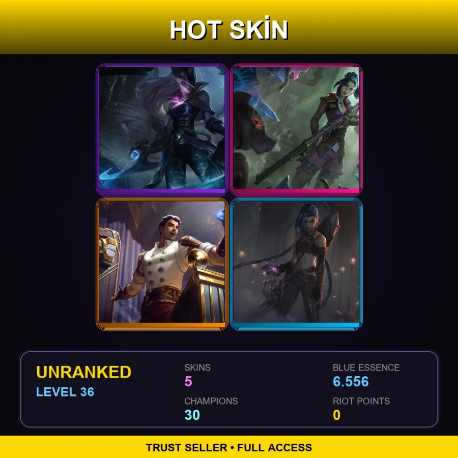 NA | Lv36 | Unranked | 5 Skin | 30 Champ