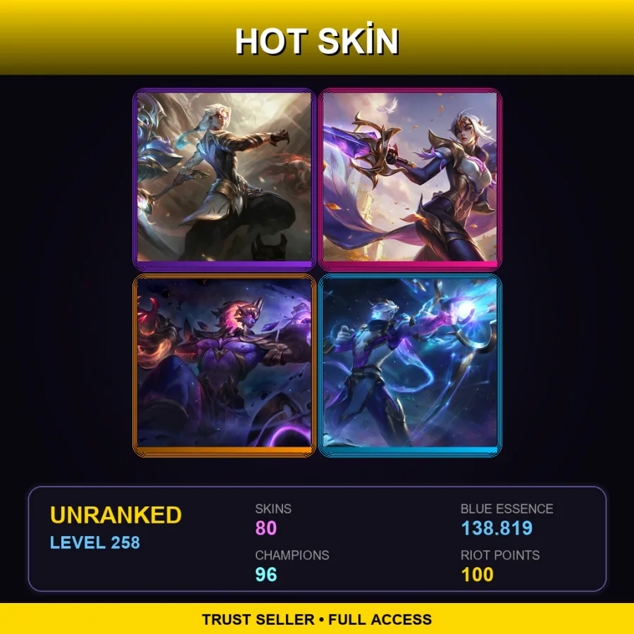 LAN | Lv258 | Unranked | 80 Skin | 96 Champ — Debonair Zed