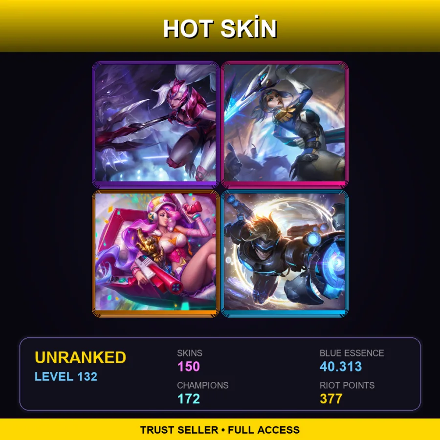 SG | Challenger Nidalee | Pulsefire Fiora | Arcade Miss Fortune | Pulsefire Ezreal | 150 Skin | 172 Champ | Lv132