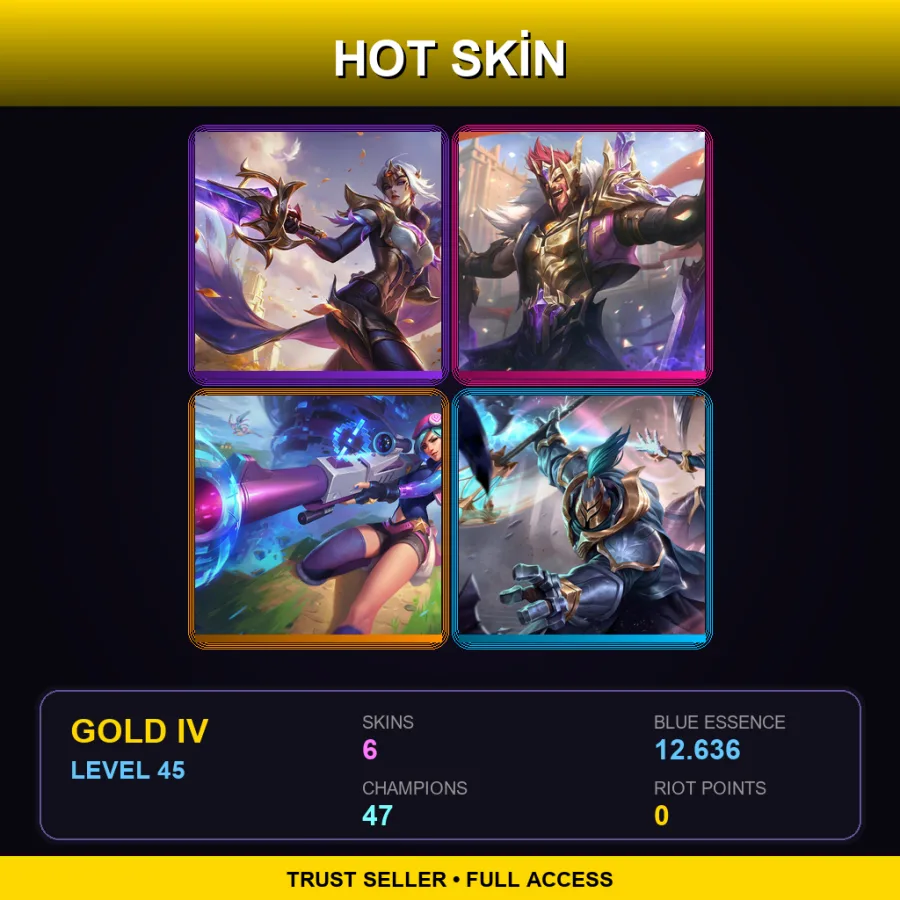 BR | Lv45 | Gold IV | 6 Skin | 47 Champ — LoL account