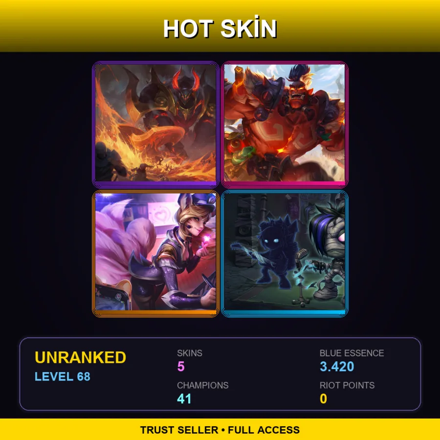 EUNE | Lv68 | Unranked | 5 Skin | 41 Champ