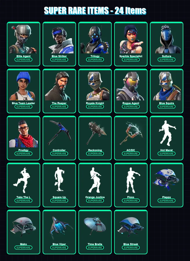 [PC/XBOX/PSN] | Elite Agent | Blue Striker | Trilogy | Sparkle Specialist | Sultura | 128 skin | 128 pickaxe | 133 emote | 115 glider | Lv2466 — Game account