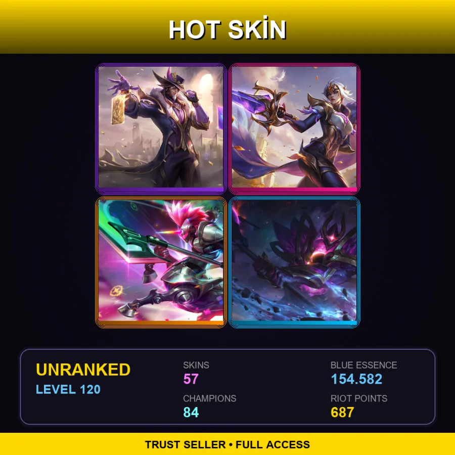 NA | Lv120 | Unranked | 57 Skin | 84 Champ
