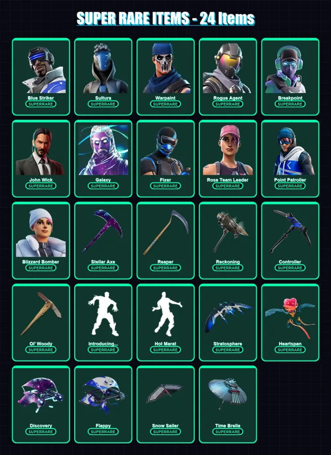 [PS4/PS5/PC] | Blue Striker | Sultura | Warpaint | Rogue Agent | Breakpoint | 218 skin | 232 pickaxe | 172 emote | 178 glider | Lv1960