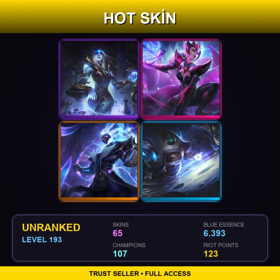 EUNE | Lv193 | Unranked | 65 Skin | 107 Champ — LoL account