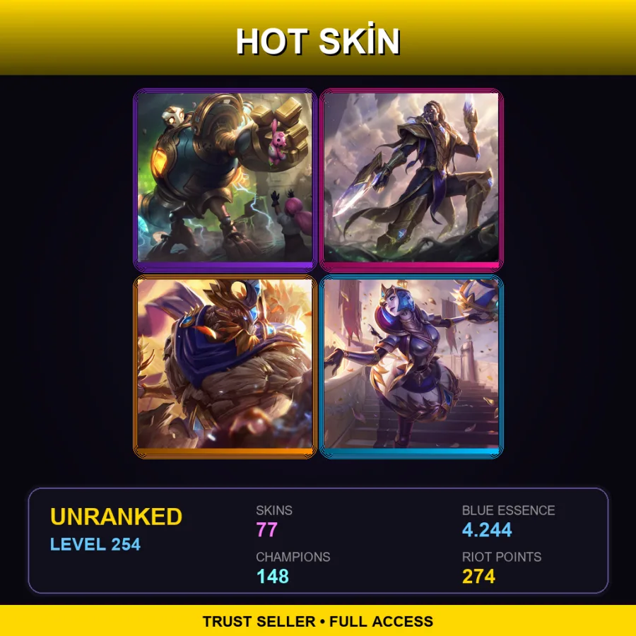 LAN | Lv254 | Unranked | 77 Skin | 148 Champ