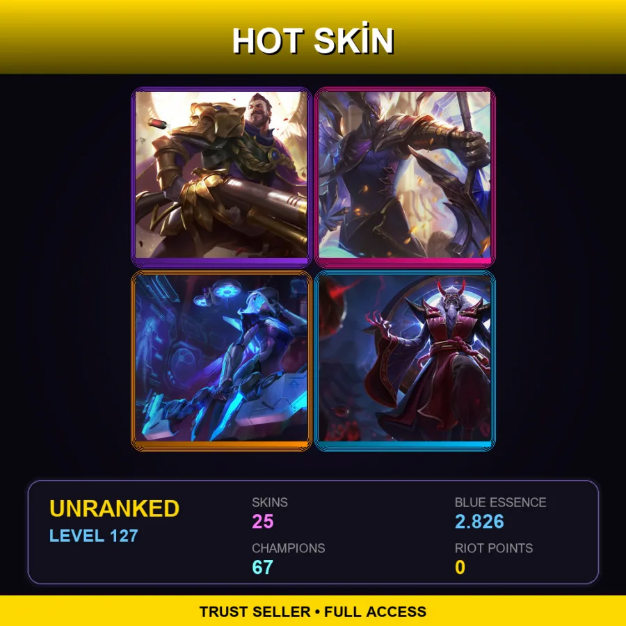 LAN | Lv127 | Unranked | 25 Skin | 67 Champ — LoL account