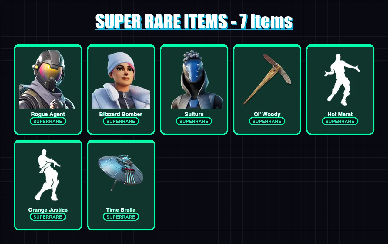 [PS4/PS5/XBOX/PC] | Rogue Agent | Blizzard Bomber | Sultura | Ronin | The Visitor | 63 skin | 69 pickaxe | 77 emote | 71 glider | Lv1004