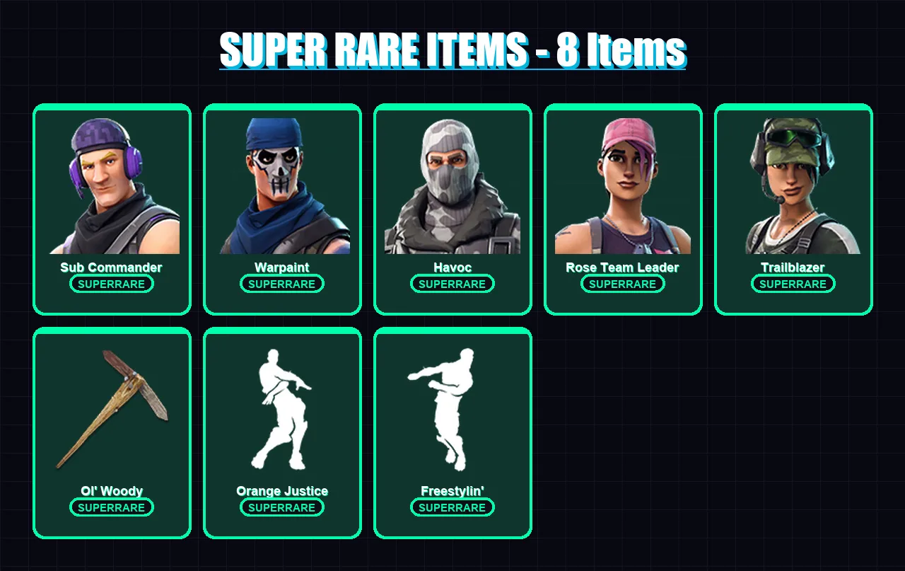 [PC/XBOX/PSN] | Sub Commander | Warpaint | Havoc | Rose Team Leader | Trailblazer | 20 skin | 18 pickaxe | 18 emote | 23 glider | Lv242