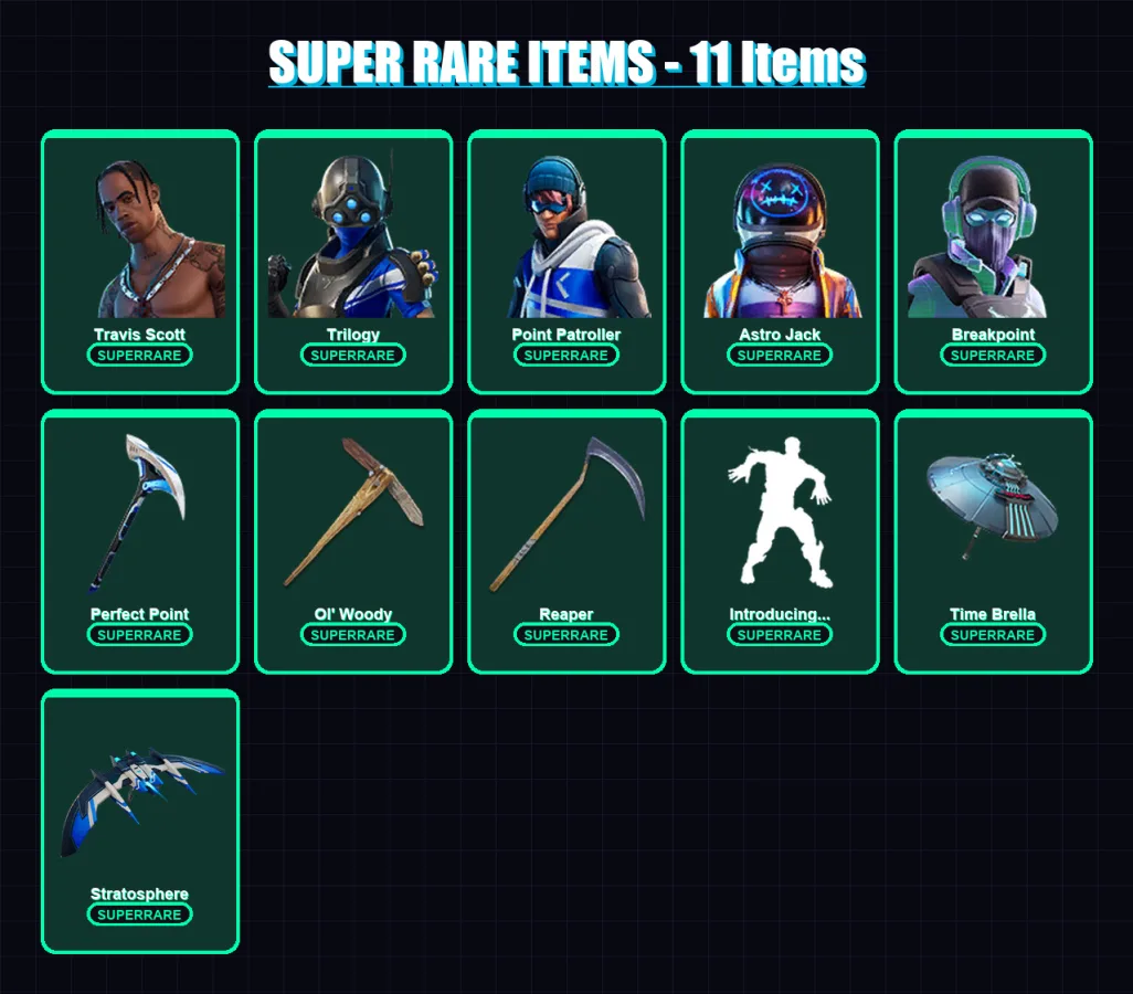 [PS4/PS5/XBOX/PC] | Travis Scott | Trilogy | Point Patroller | Astro Jack | Breakpoint | 129 skin | 138 pickaxe | 94 emote | 112 glider | Lv1824