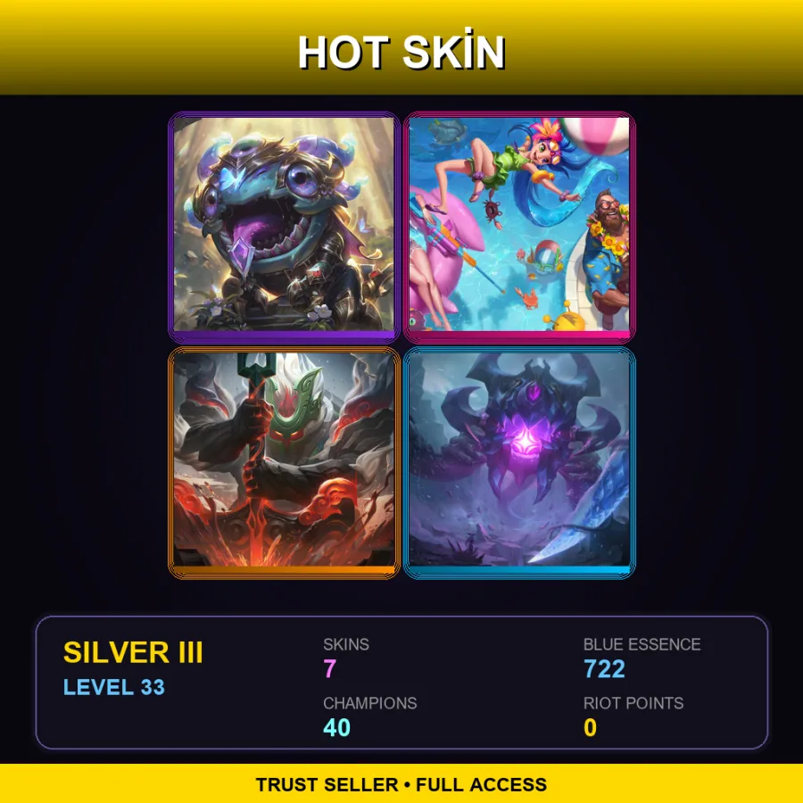 EUW | Lv33 | Silver III | 7 Skin | 40 Champ