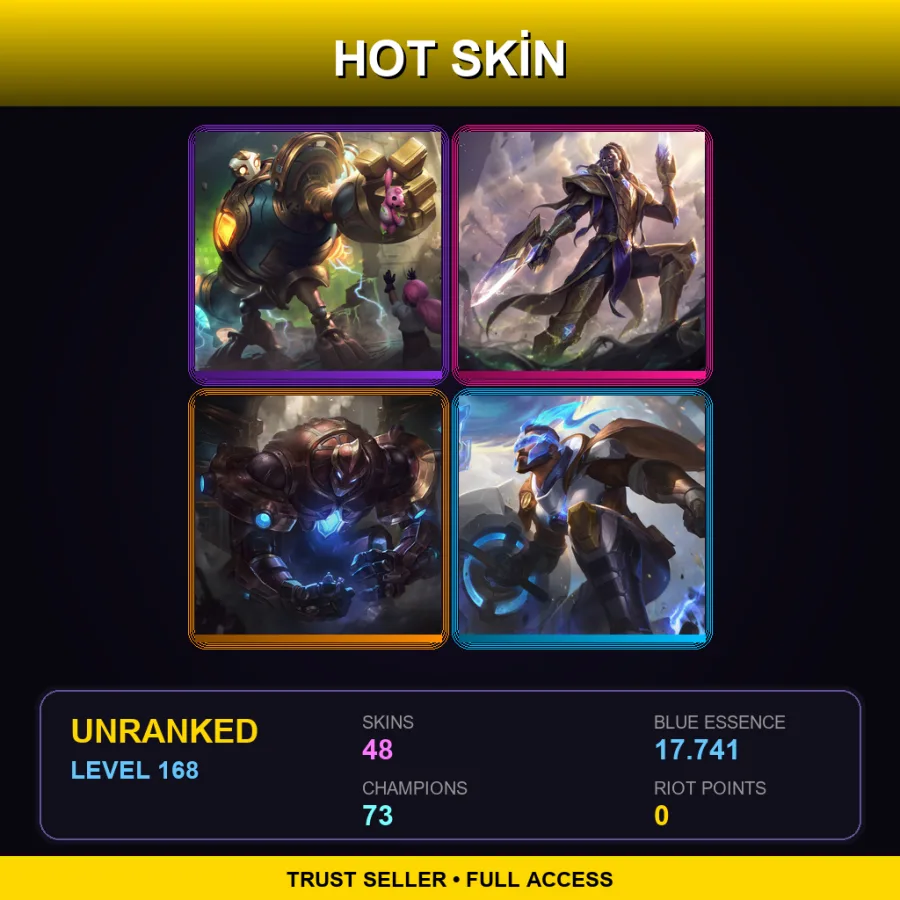 LAN | Lv168 | Unranked | 48 Skin | 73 Champ — LoL account