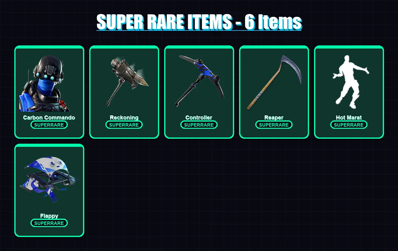 [PC/XBOX/PSN] | Carbon Commando | A.I.M. | The Prisoner | Lynx | Calamity | 83 skin | 113 pickaxe | 111 emote | 94 glider | Lv1581
