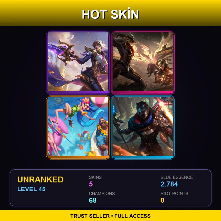 TR | Lv45 | Unranked | 5 Skin | 68 Champ