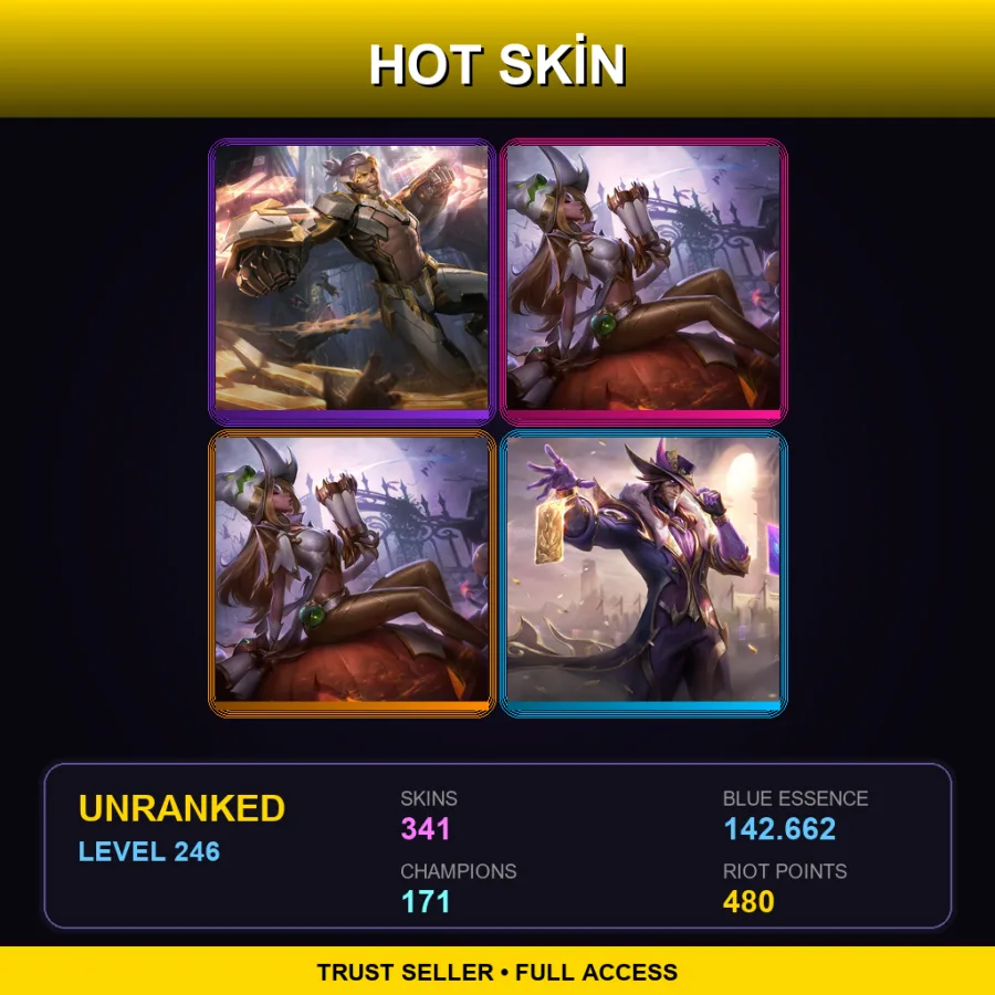NA | Lv246 | Unranked | 341 Skin | 171 Champ — LoL account
