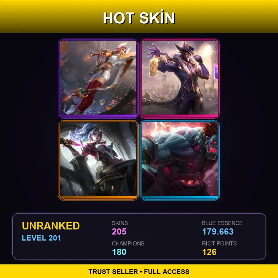 JP | Lv201 | Unranked | 205 Skin | 180 Champ