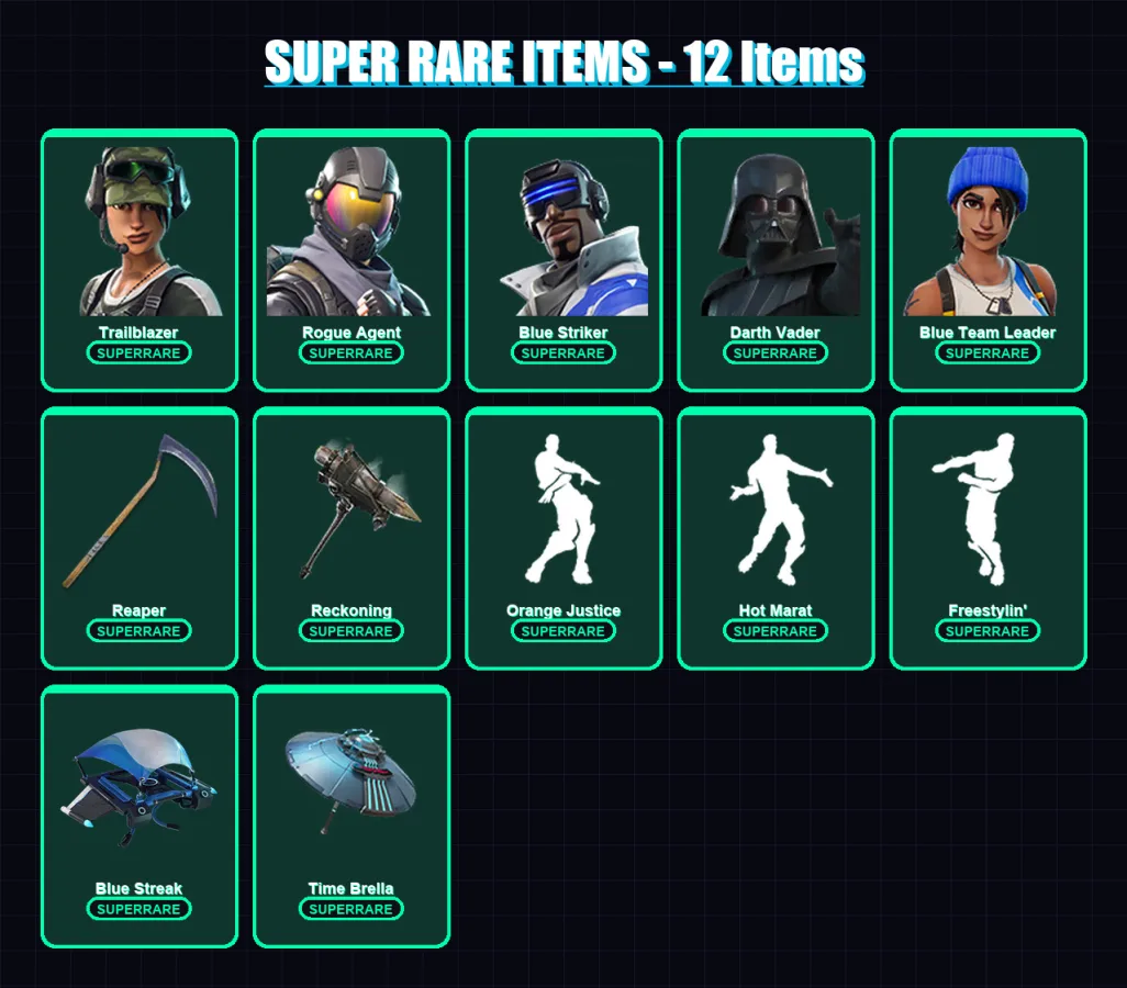 [PC/XBOX/PSN] | Trailblazer | Rogue Agent | Blue Striker | Darth Vader | Blue Team Leader | 138 skin | 173 pickaxe | 135 emote | 161 glider | Lv2826
