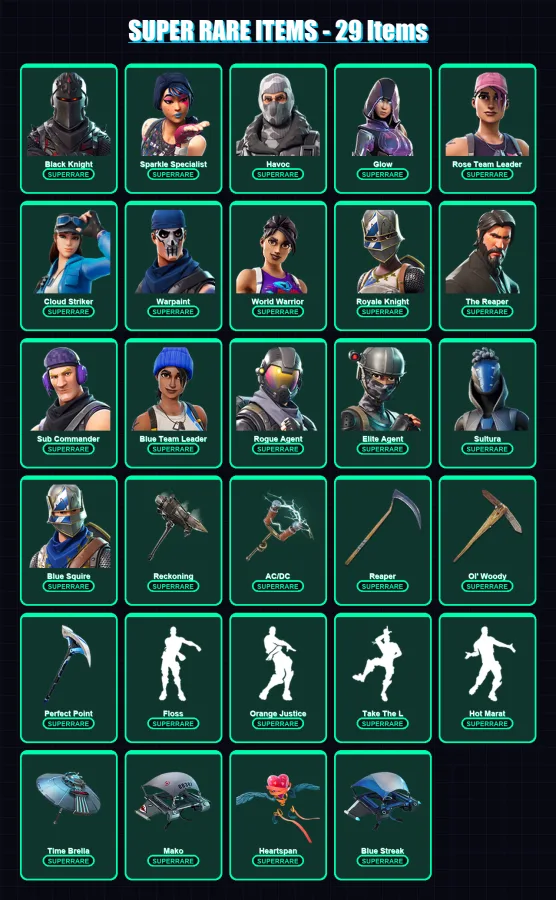 [PC/PSN] | Black Knight | Sparkle Specialist | Havoc | Glow | Rose Team Leader | 301 skin | 311 pickaxe | 238 emote | 250 glider | Lv3959