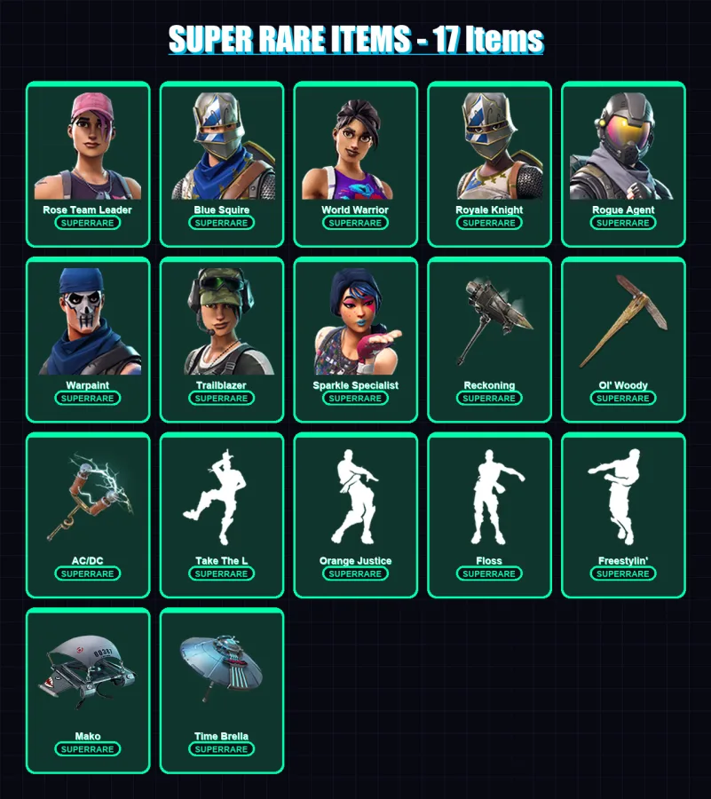 [PC/PSN] | Rose Team Leader | Blue Squire | World Warrior | Royale Knight | Rogue Agent | 102 skin | 88 pickaxe | 95 emote | 93 glider | Lv1526