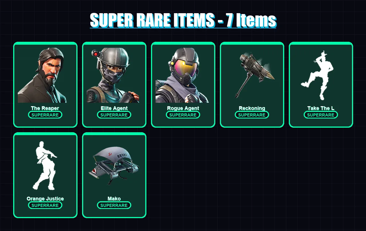 [PC/PSN] | The Reaper | Elite Agent | Rogue Agent | Mandalorian | Dark Voyager | 40 skin | 31 pickaxe | 41 emote | 36 glider | Lv474