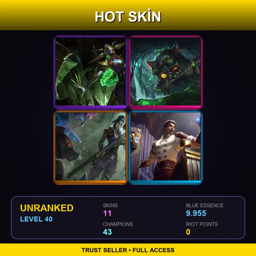 NA | Lv40 | Unranked | 11 Skin | 43 Champ — LoL account