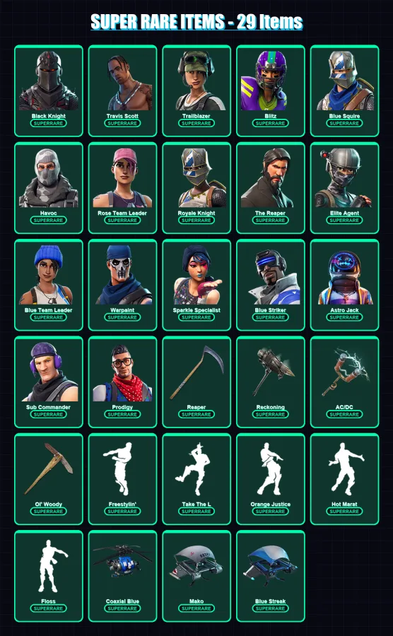 [PC] | Black Knight | OG Skull Trooper | Travis Scott | Trailblazer | Blitz | 125 skin | 112 pickaxe | 152 emote | 108 glider | Lv1398 — Fortnite account