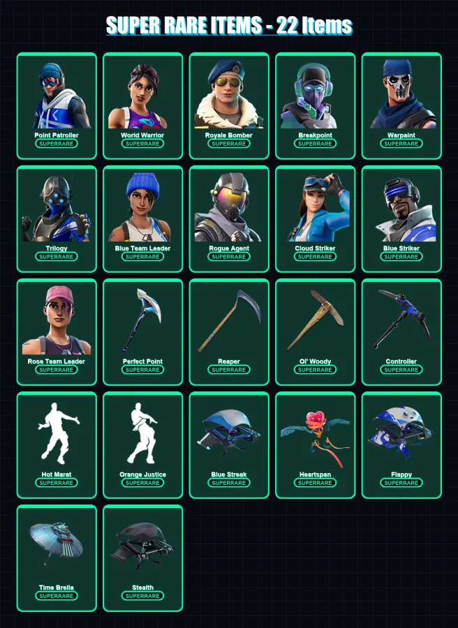[PC/XBOX/PSN] | Point Patroller | World Warrior | Royale Bomber | Breakpoint | Warpaint | 102 skin | 78 pickaxe | 86 emote | 80 glider | Lv890
