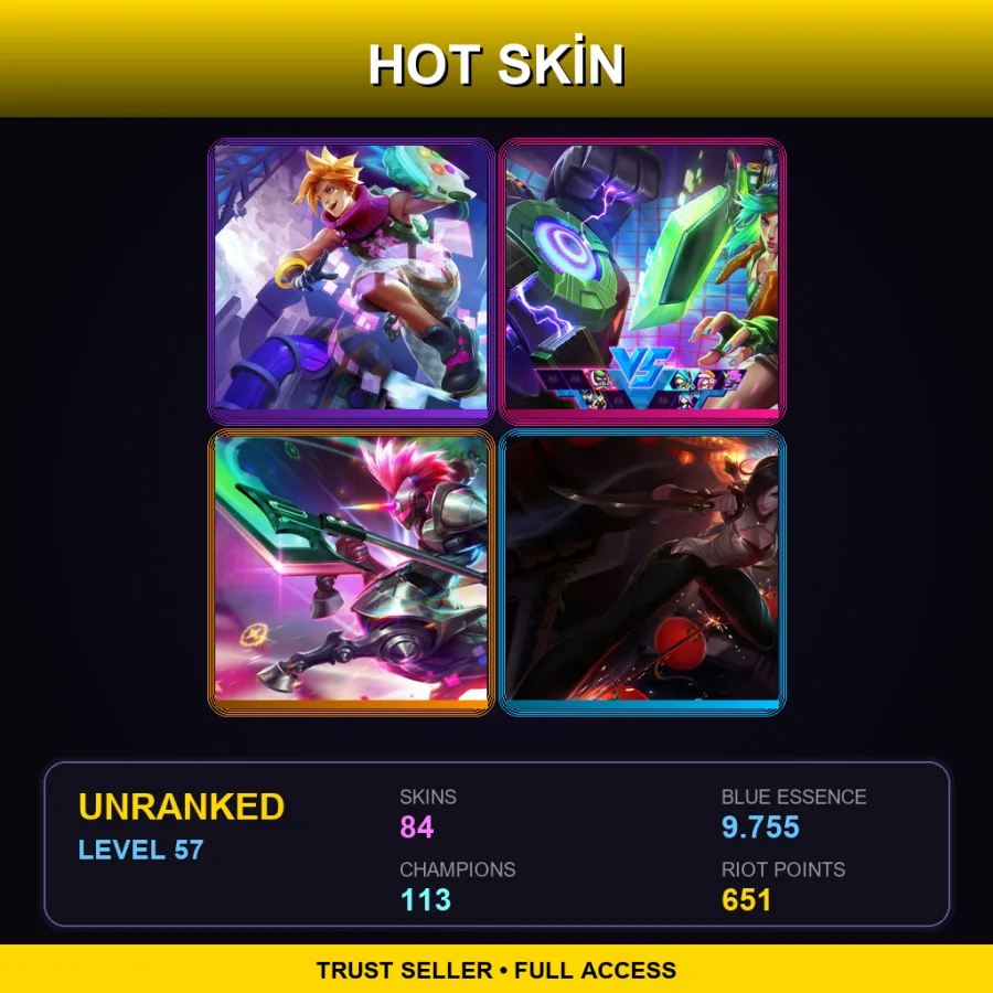 EUW | Lv57 | Unranked | 84 Skin | 113 Champ — LoL account
