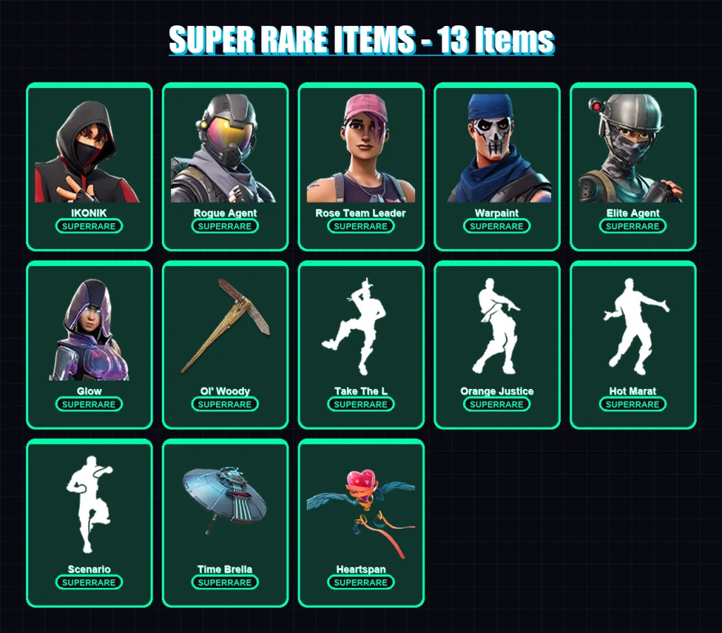 [PC/PSN] | IKONIK | Rogue Agent | Rose Team Leader | Warpaint | Elite Agent | 137 skin | 124 pickaxe | 114 emote | 111 glider | Lv1145