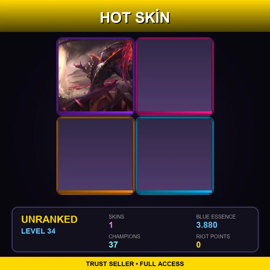 EUNE | Lv34 | Unranked | 1 Skin | 37 Champ — LoL account