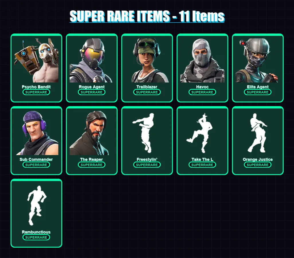 [PC/XBOX/PSN] | Psycho Bandit | Rogue Agent | Trailblazer | Havoc | Elite Agent | 41 skin | 37 pickaxe | 54 emote | 27 glider | Lv269