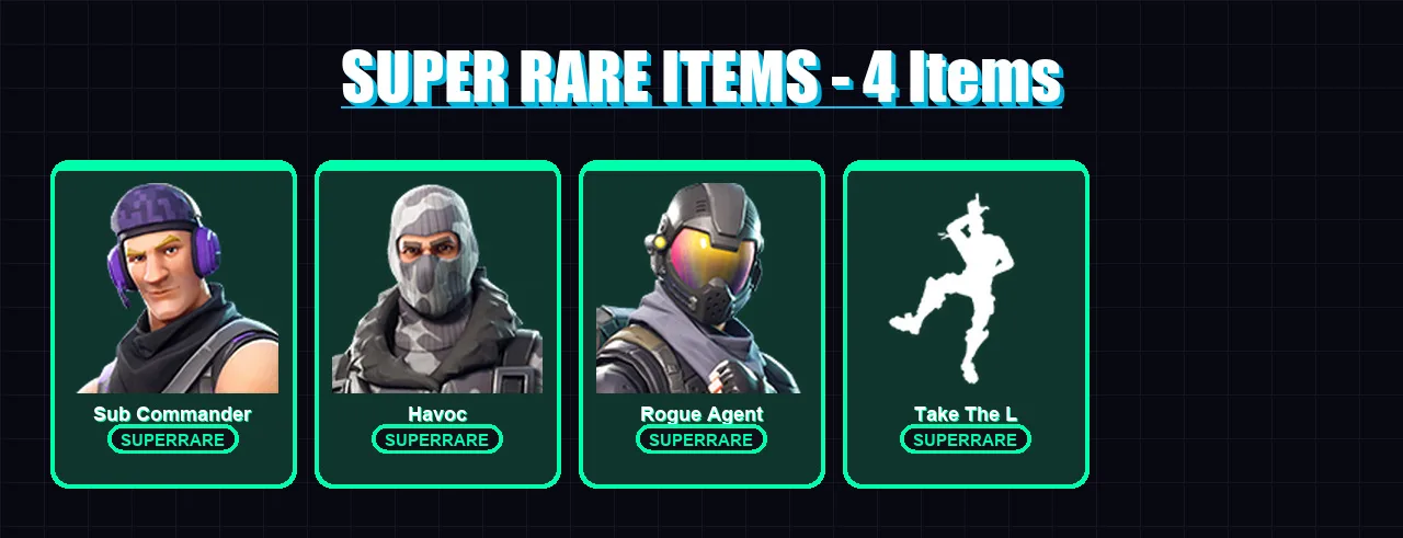 [PC/XBOX/PSN] | Sub Commander | Havoc | Rogue Agent | Battle Hound | Dark Voyager | 13 skin | 13 pickaxe | 11 emote | 13 glider | Lv139