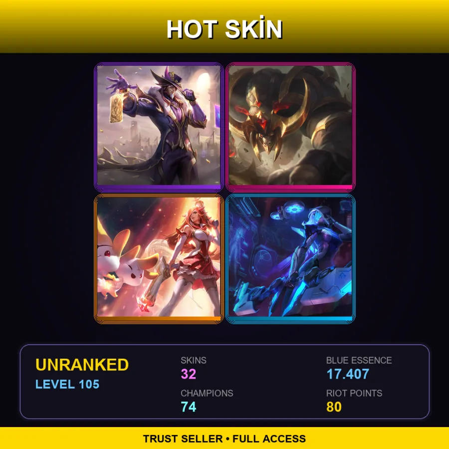 EUNE | Lv105 | Unranked | 32 Skin | 74 Champ — LoL account