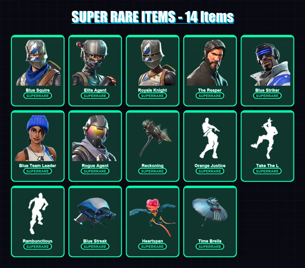 [PS4/PS5/XBOX/PC] | Blue Squire | Elite Agent | Royale Knight | The Reaper | Blue Striker | 59 skin | 76 pickaxe | 85 emote | 78 glider | Lv925