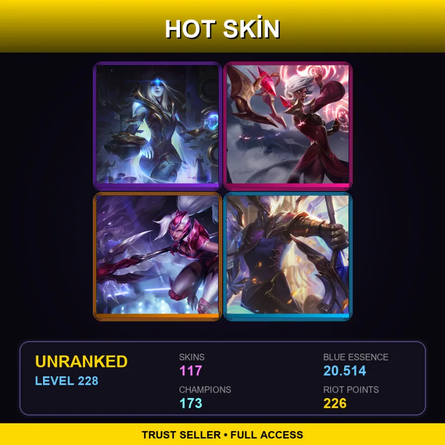 LAS | Lv228 | Unranked | 117 Skin | 173 Champ