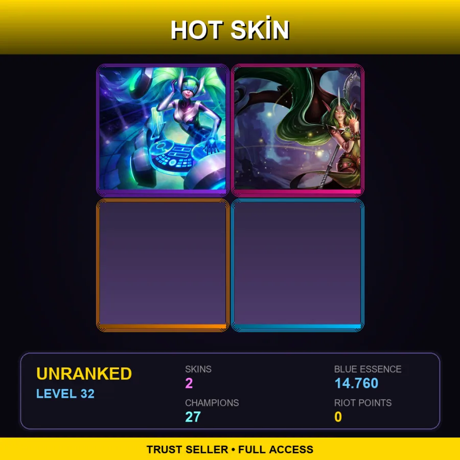 VN | Lv32 | Unranked | 2 Skin | 27 Champ — LoL account