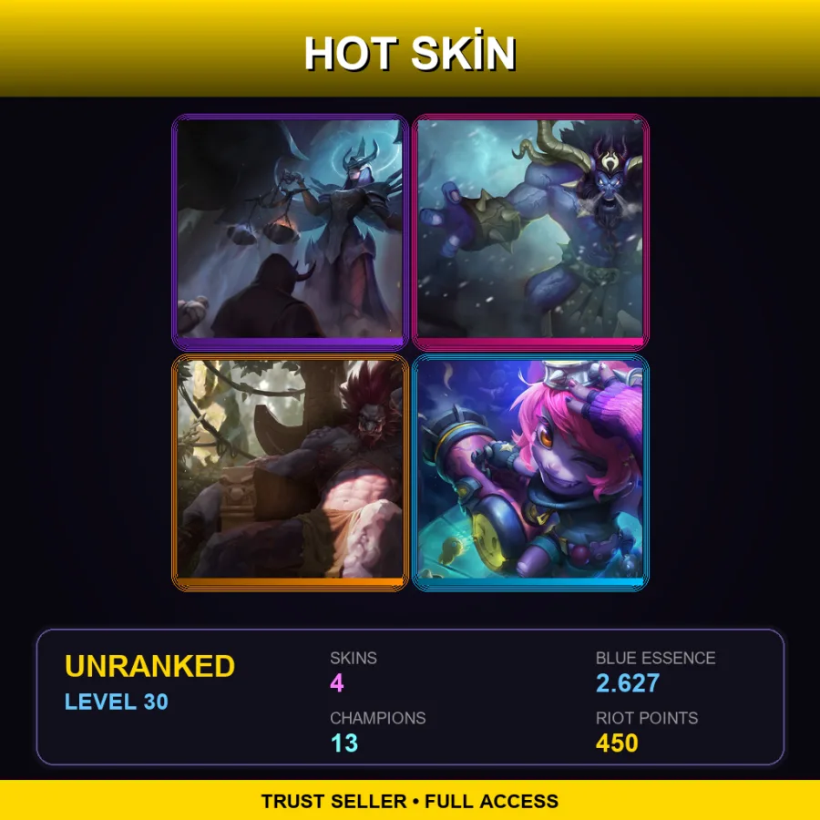 NA | Lv30 | Unranked | 4 Skin | 13 Champ