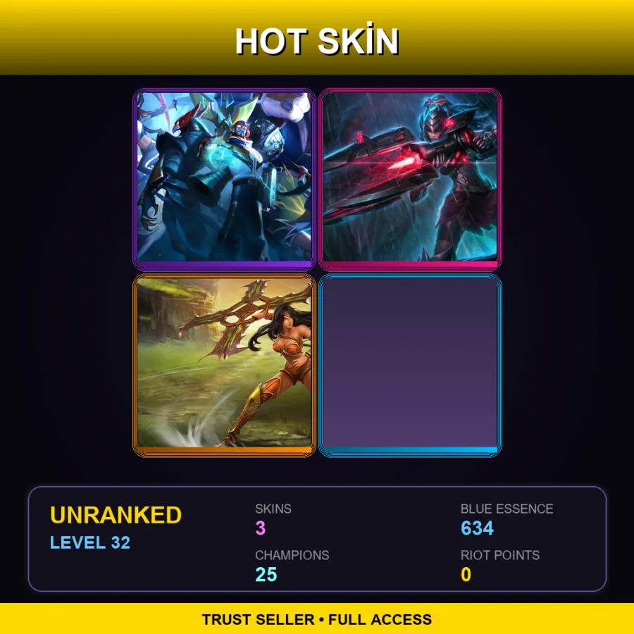 EUW | Lv32 | Unranked | 3 Skin | 25 Champ