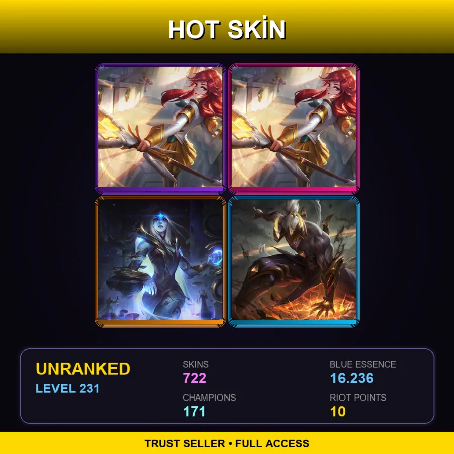 EUNE | Lv231 | Unranked | 722 Skin | 171 Champ