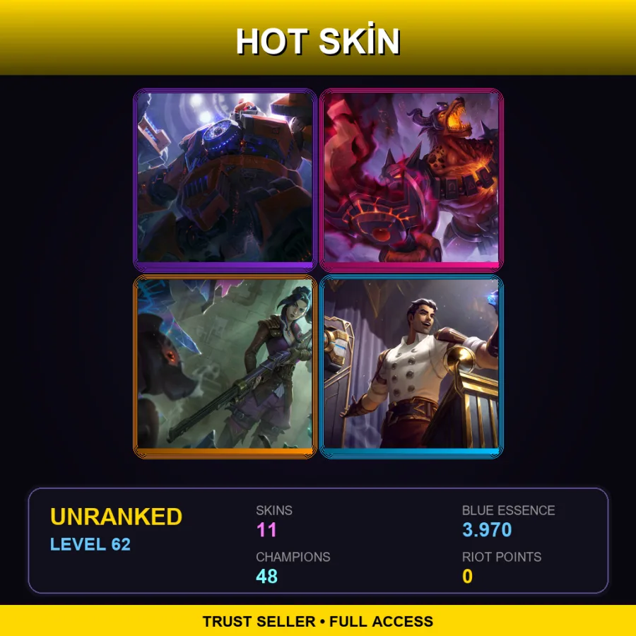 LAS | Lv62 | Unranked | 11 Skin | 48 Champ
