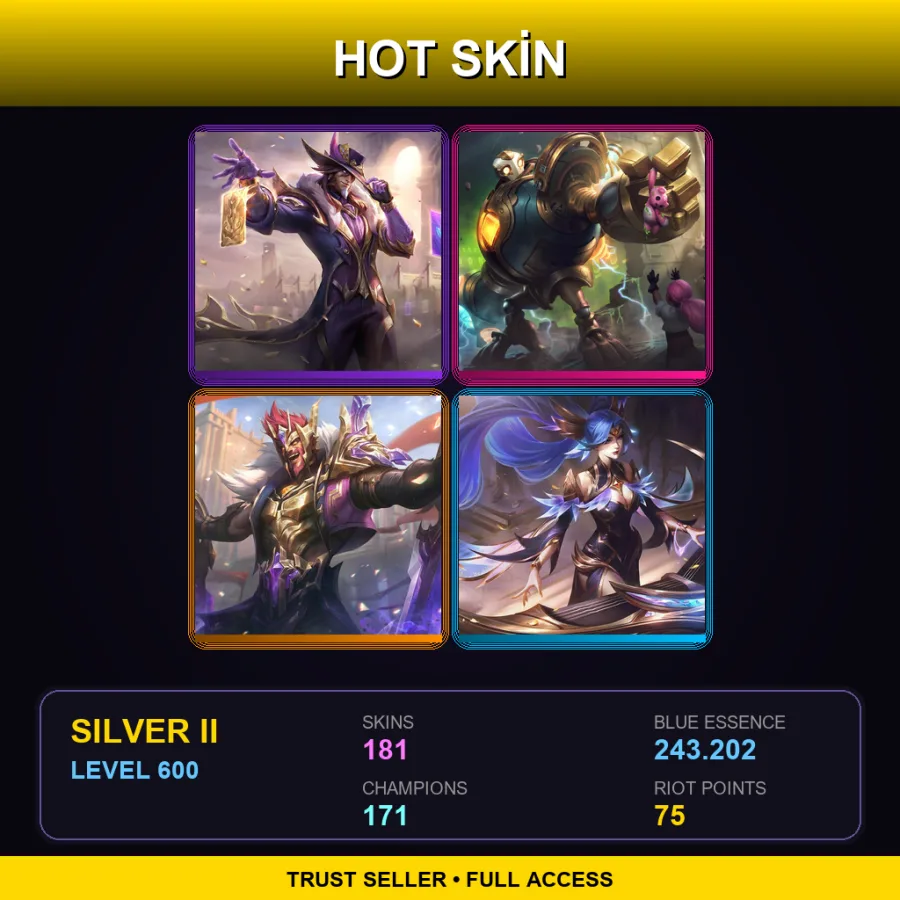 EUW | Lv600 | Silver II | 181 Skin | 171 Champ