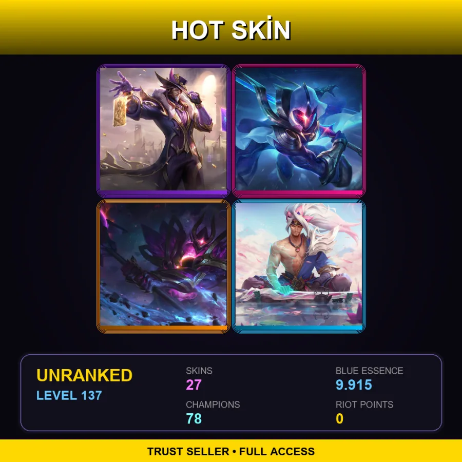 EUNE | Lv137 | Unranked | 27 Skin | 78 Champ — LoL account